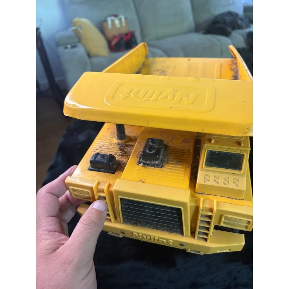 Vintage Nylint Hard Hat Contractors Yellow Pressed Steel Dump Truck Toy